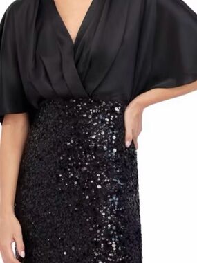 Stylish Elegant Black Satin and Sequin Dress